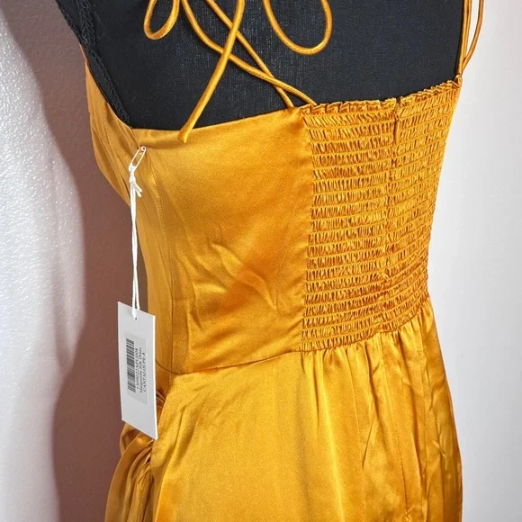 Reformation Marguerite Cantaloupe 100% Silk Dress Size 8 - Picture 7 of 13